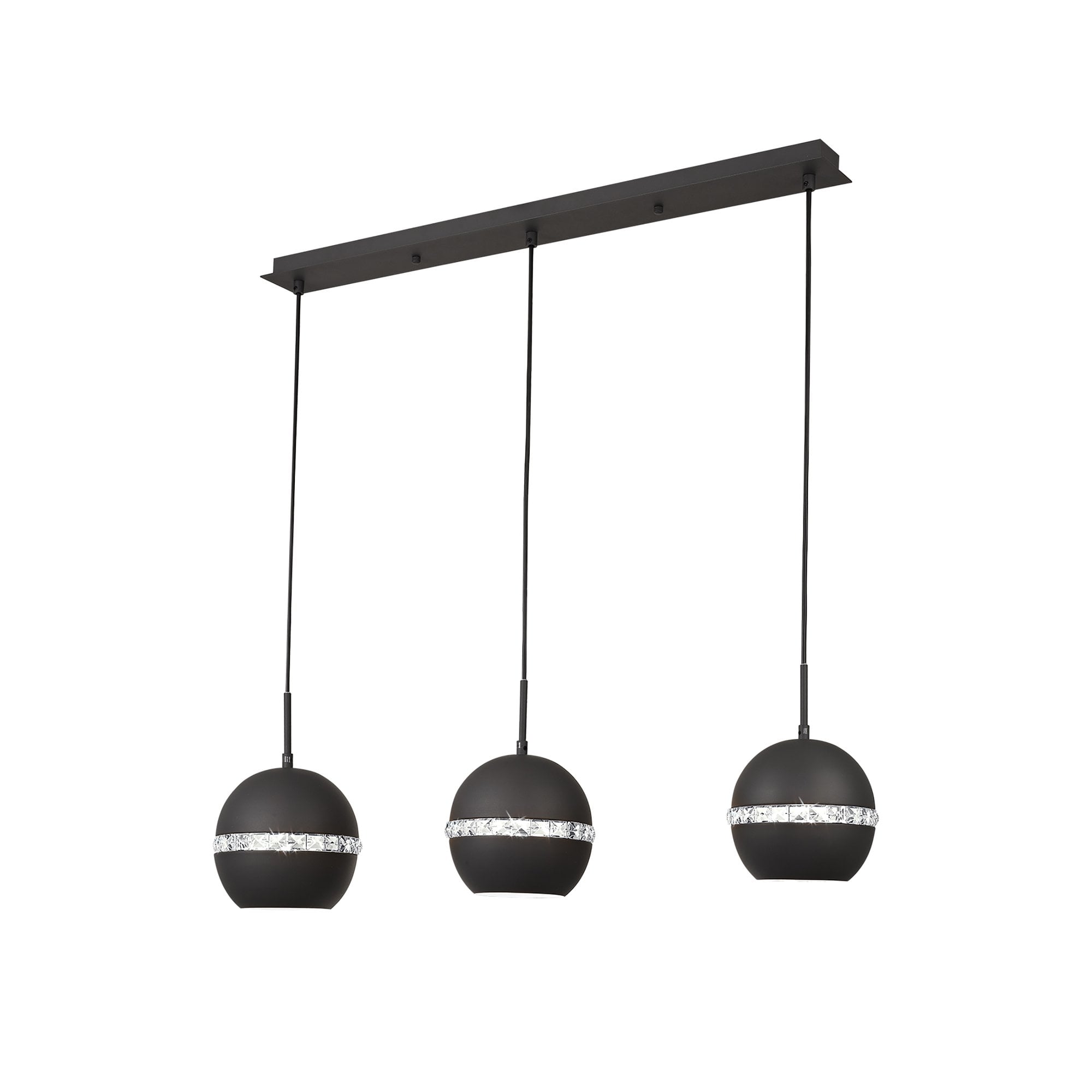 IL32844 Andrea Pendant 3 Light E27 Linear Graphite/Crystal