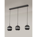 IL32844 Andrea Pendant 3 Light E27 Linear Graphite/Crystal