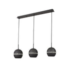 IL32844 Andrea Pendant 3 Light E27 Linear Graphite/Crystal