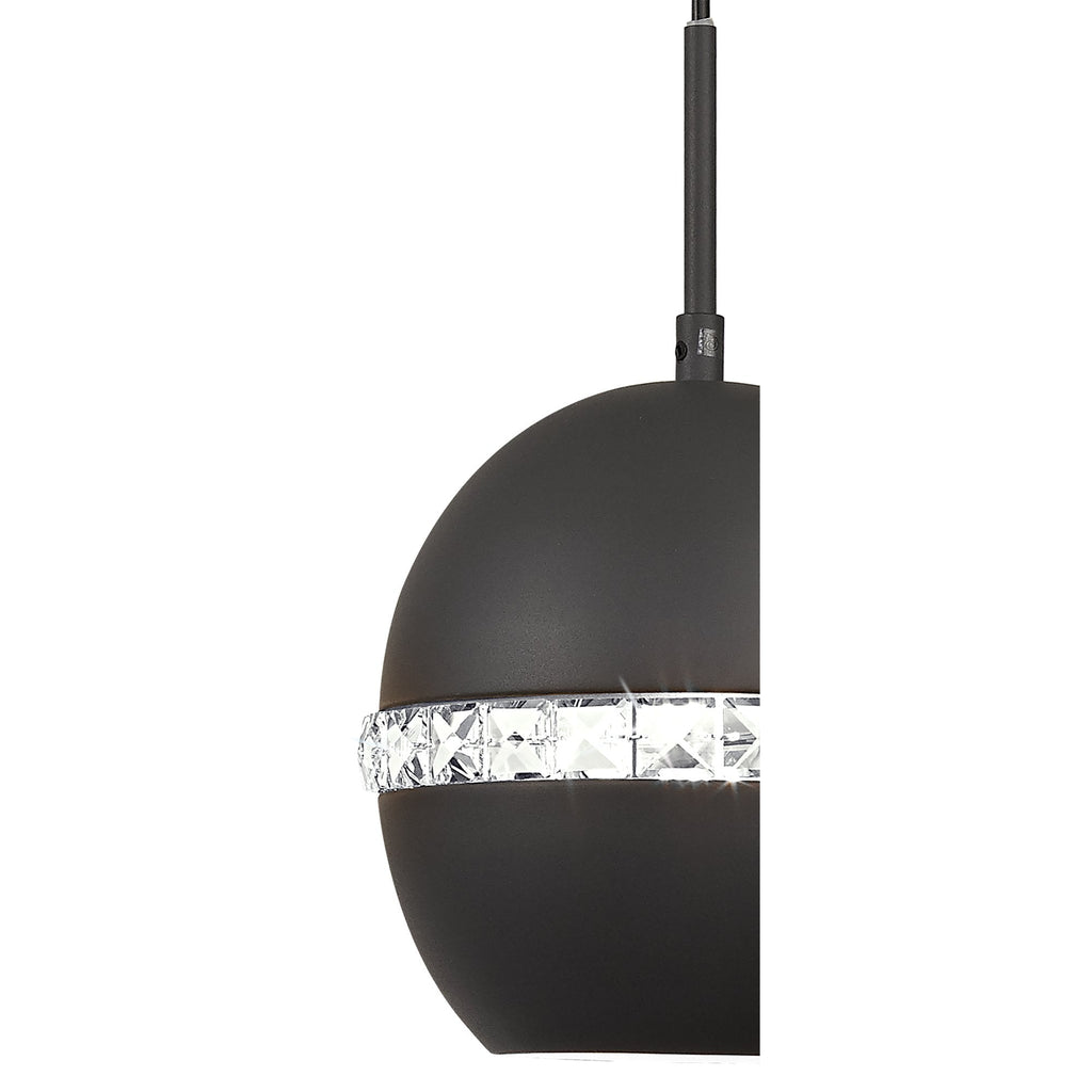 IL32844 Andrea Pendant 3 Light E27 Linear Graphite/Crystal