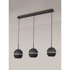 IL32844 Andrea Pendant 3 Light E27 Linear Graphite/Crystal