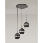 IL32845 Andrea Pendant 3 Light E27 Round Graphite/Crystal