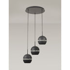 IL32845 Andrea Pendant 3 Light E27 Round Graphite/Crystal