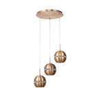 IL31609 Andrea Pendant 3 Light E27 Round Satin Copper/Crystal