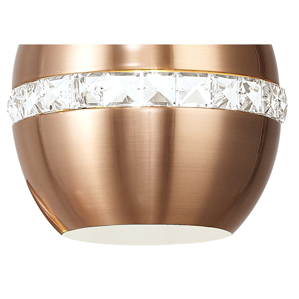 IL31609 Andrea Pendant 3 Light E27 Round Satin Copper/Crystal