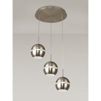 IL31614 Andrea Pendant 3 Light E27 Round Satin Nickel/Crystal