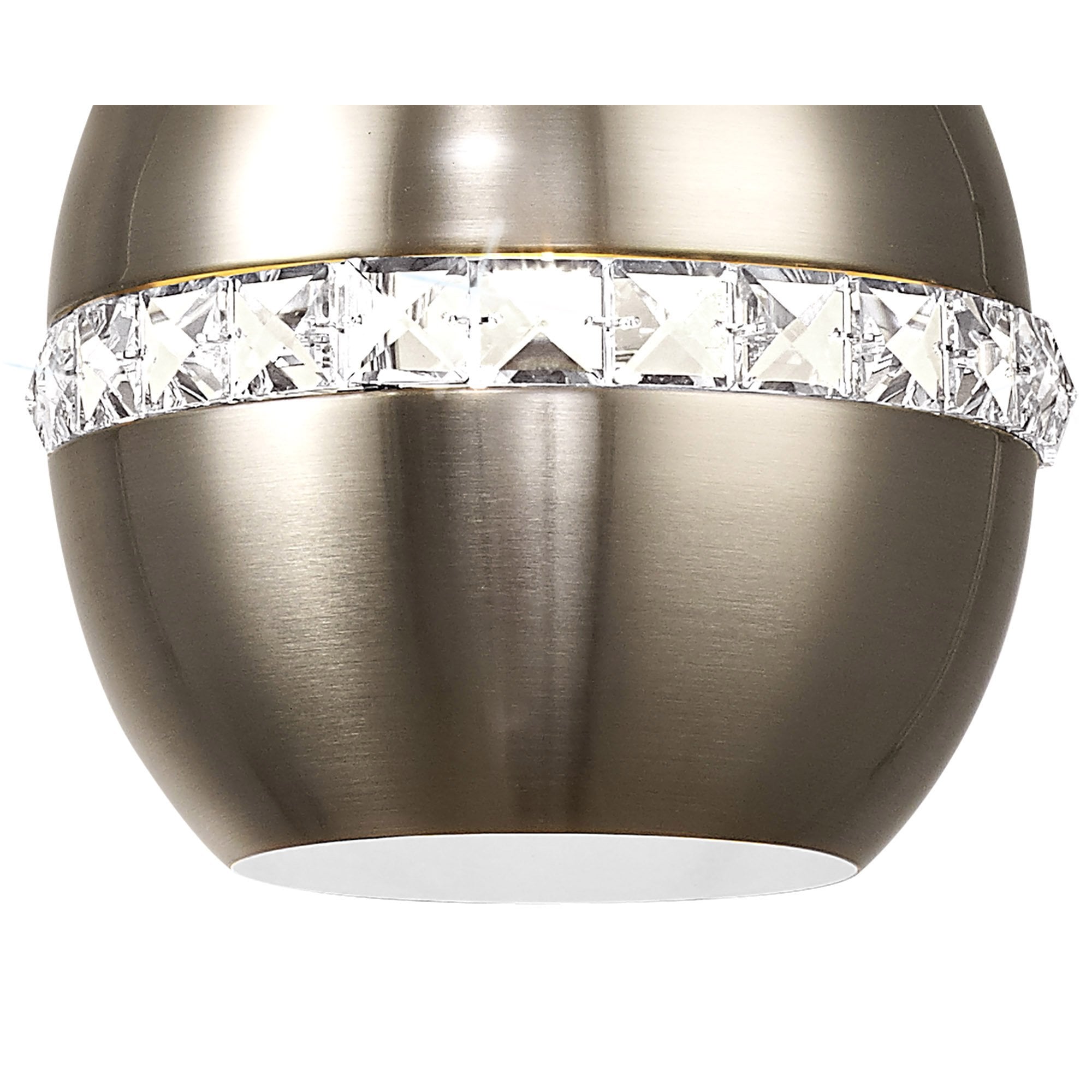 IL31614 Andrea Pendant 3 Light E27 Round Satin Nickel/Crystal