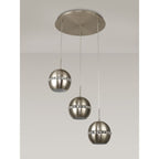 IL31614 Andrea Pendant 3 Light E27 Round Satin Nickel/Crystal