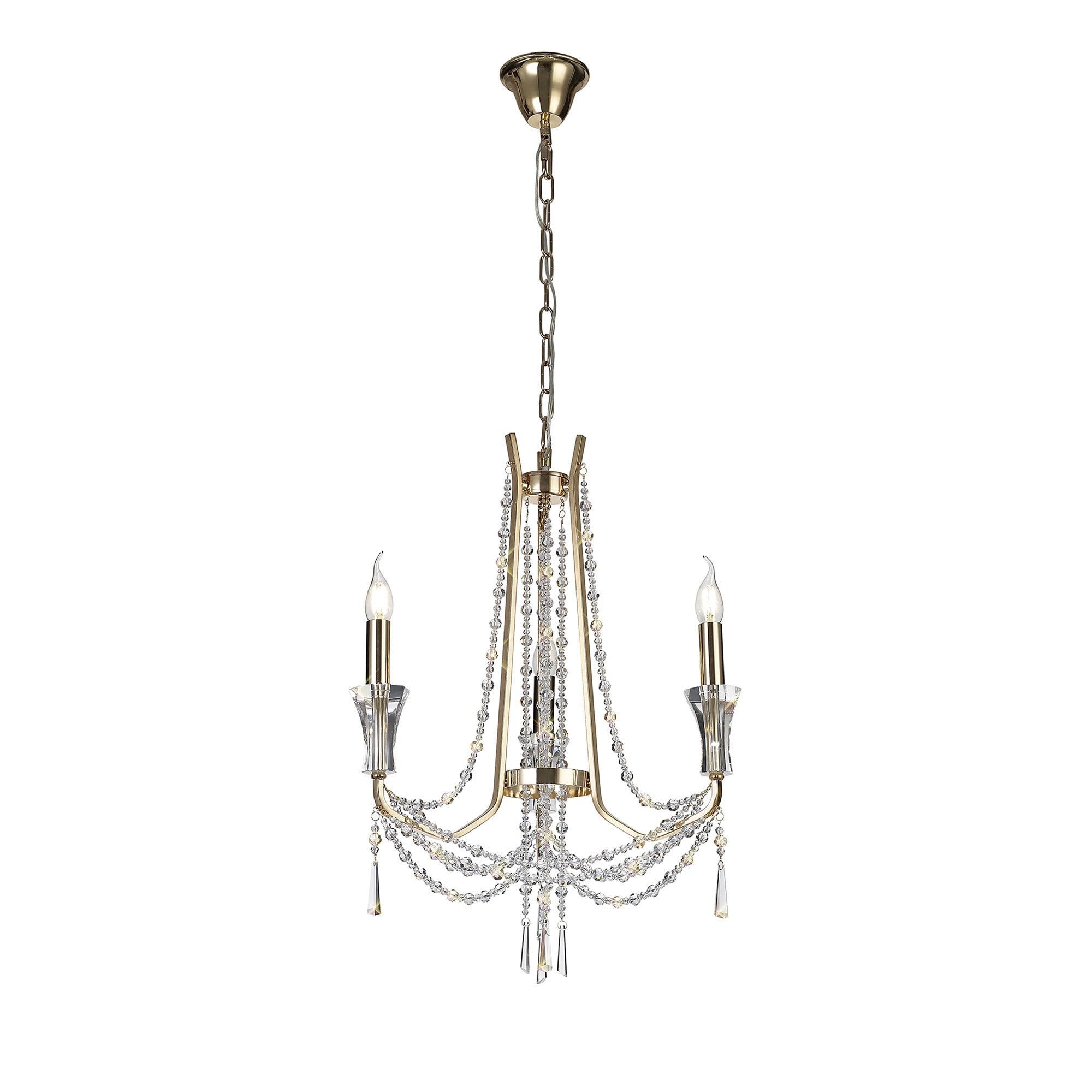 IL31752 Armand Pendant 3 Light E14 French Gold/Crystal