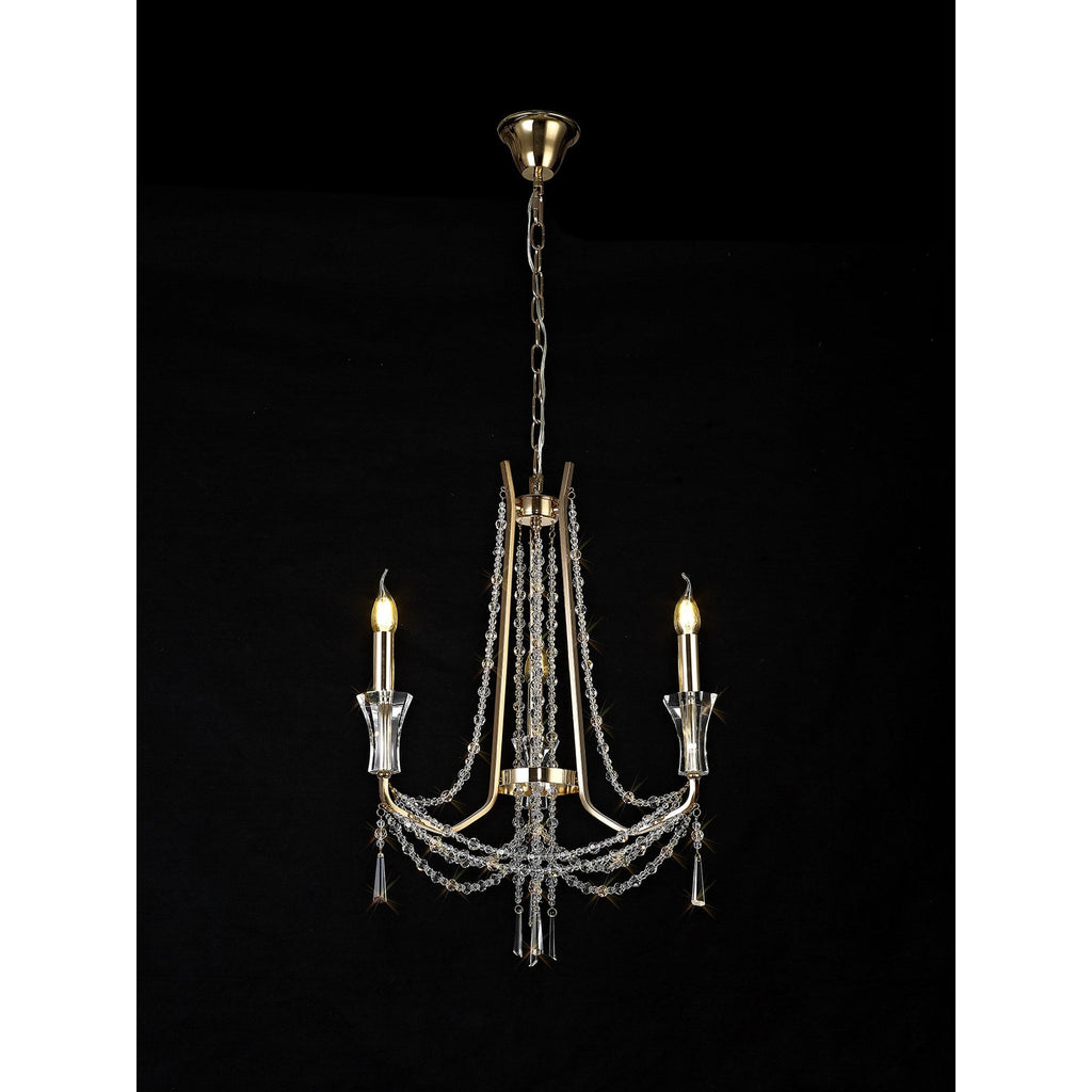 IL31752 Armand Pendant 3 Light E14 French Gold/Crystal