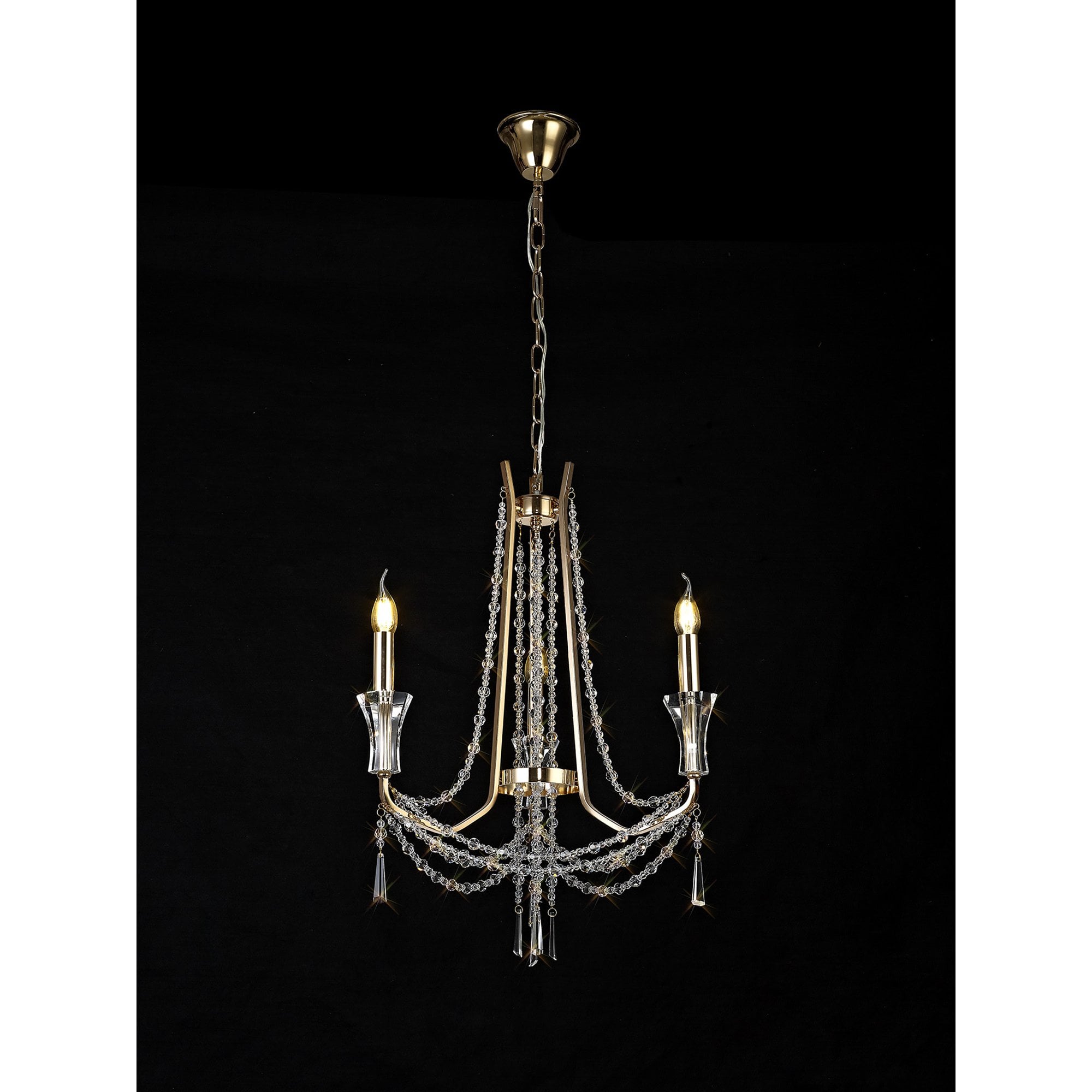 IL31752 Armand Pendant 3 Light E14 French Gold/Crystal