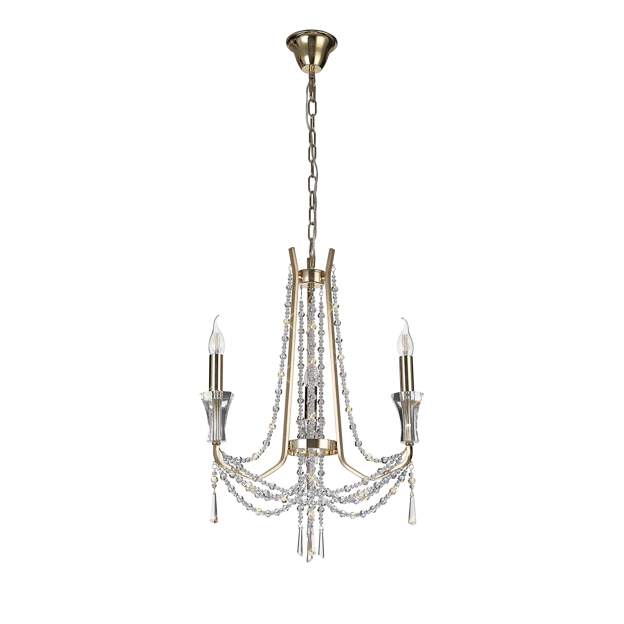 IL31752 Armand Pendant 3 Light E14 French Gold/Crystal