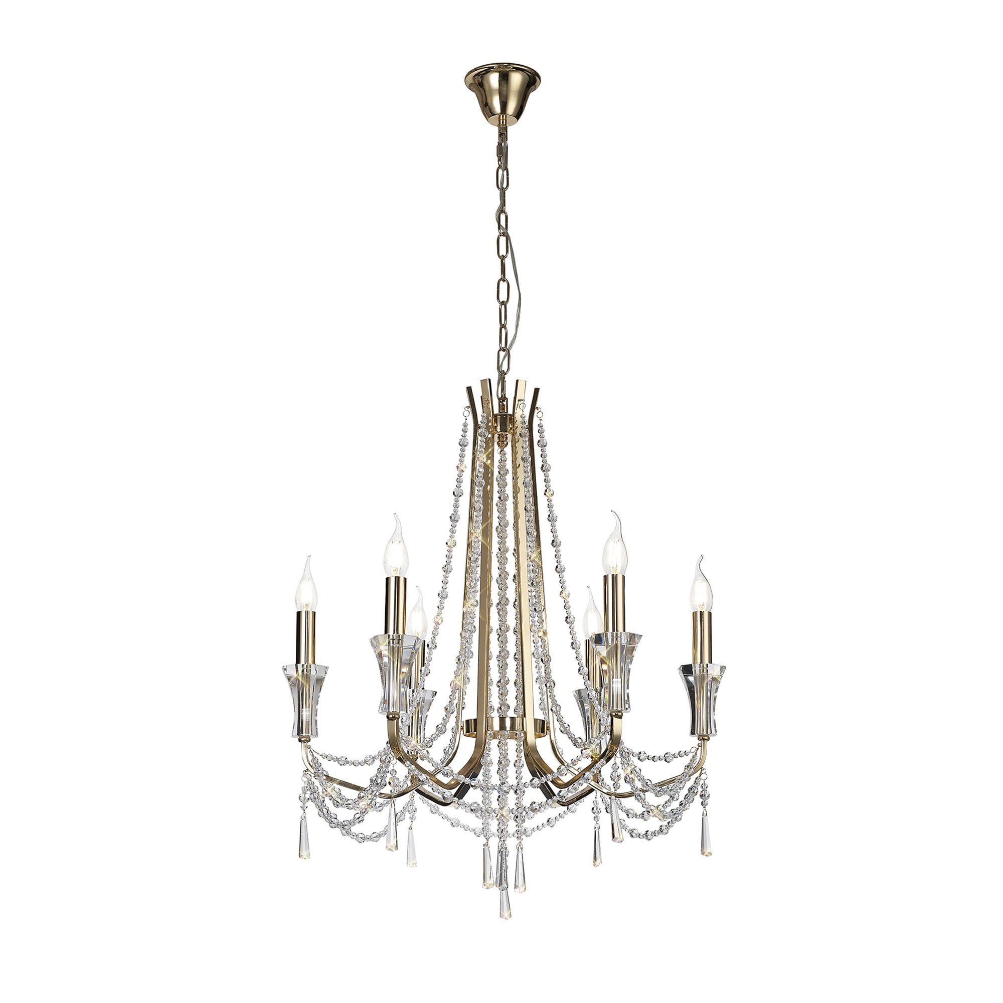 IL31753 Armand Pendant 6 Light E14 French Gold/Crystal
