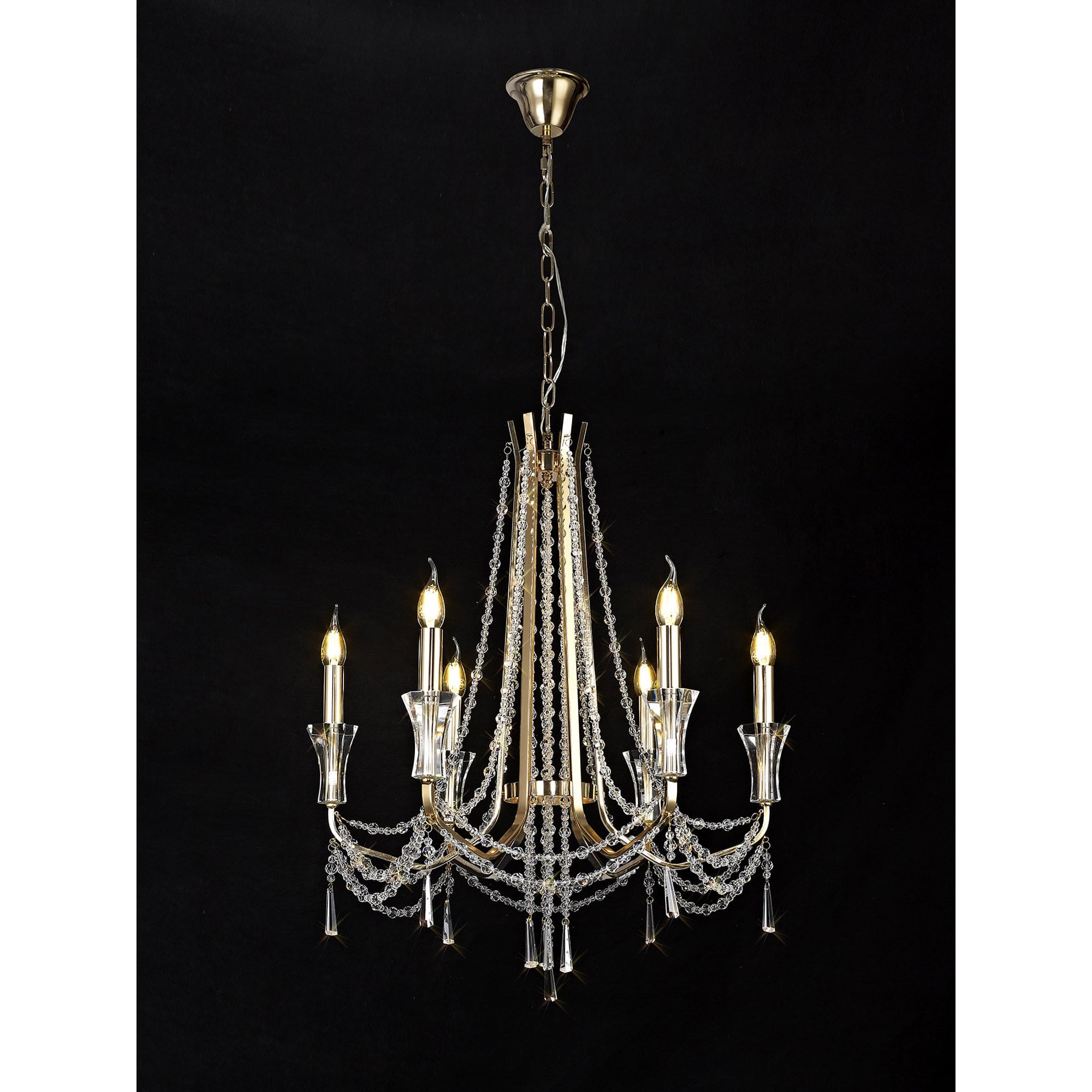 IL31753 Armand Pendant 6 Light E14 French Gold/Crystal