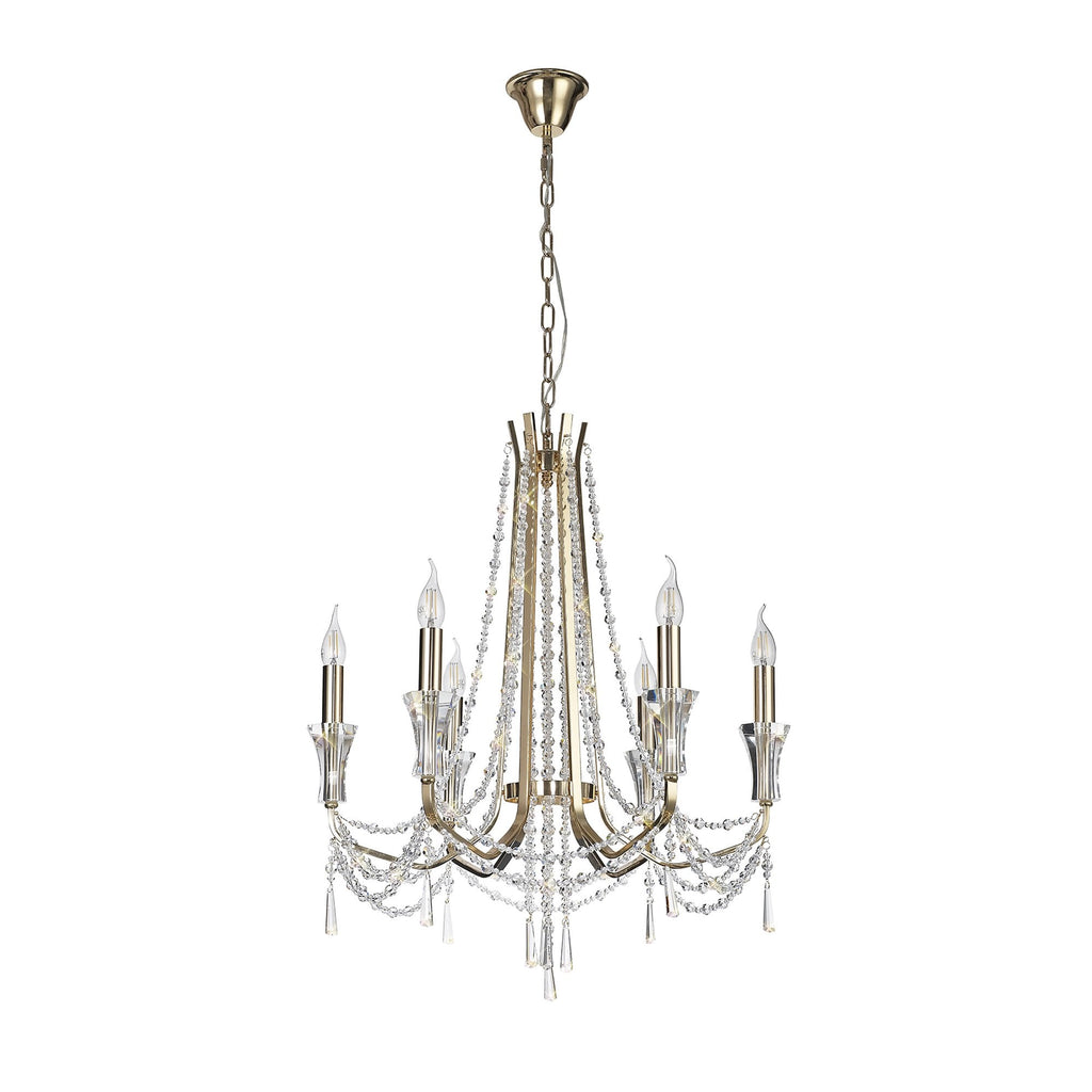 IL31753 Armand Pendant 6 Light E14 French Gold/Crystal