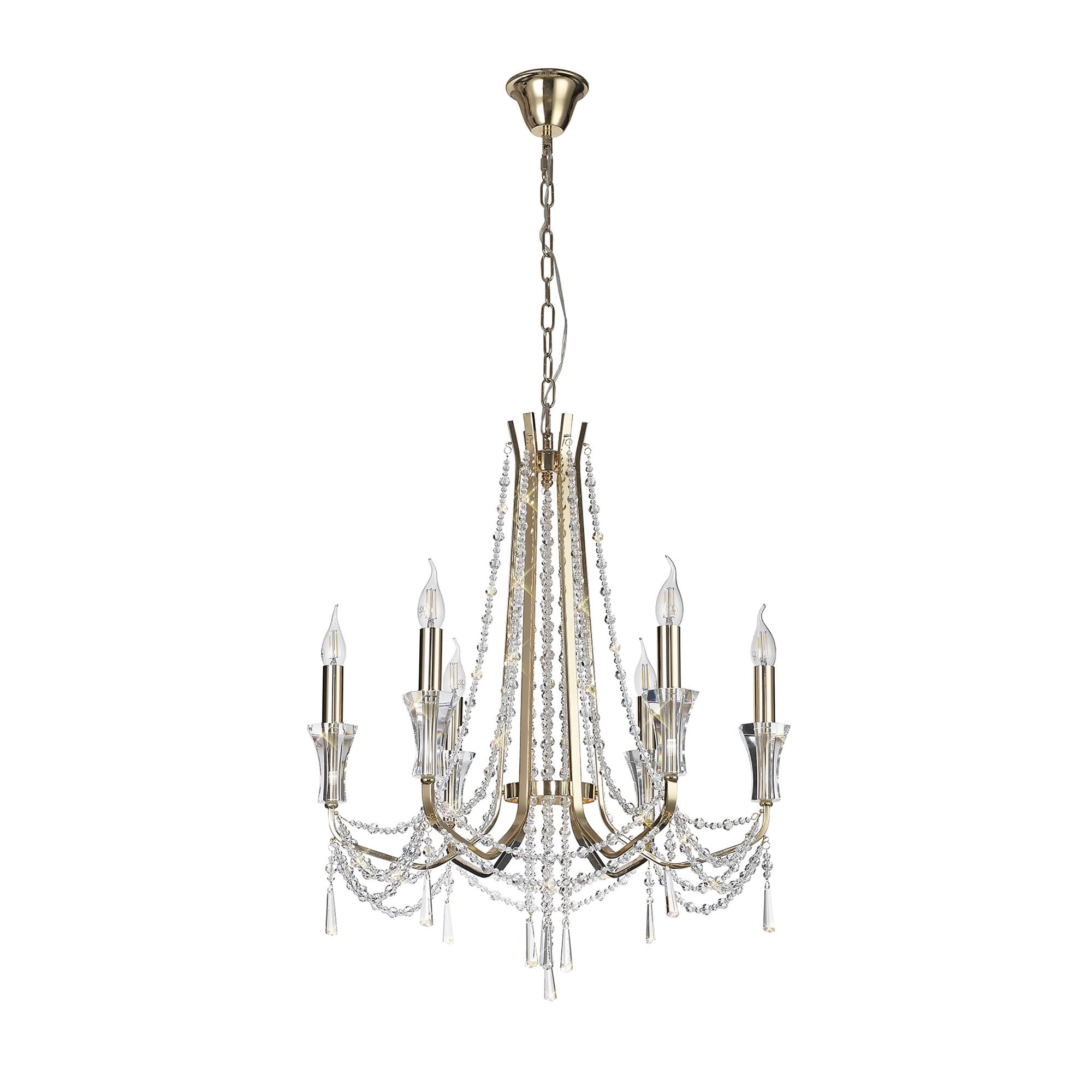 IL31753 Armand Pendant 6 Light E14 French Gold/Crystal