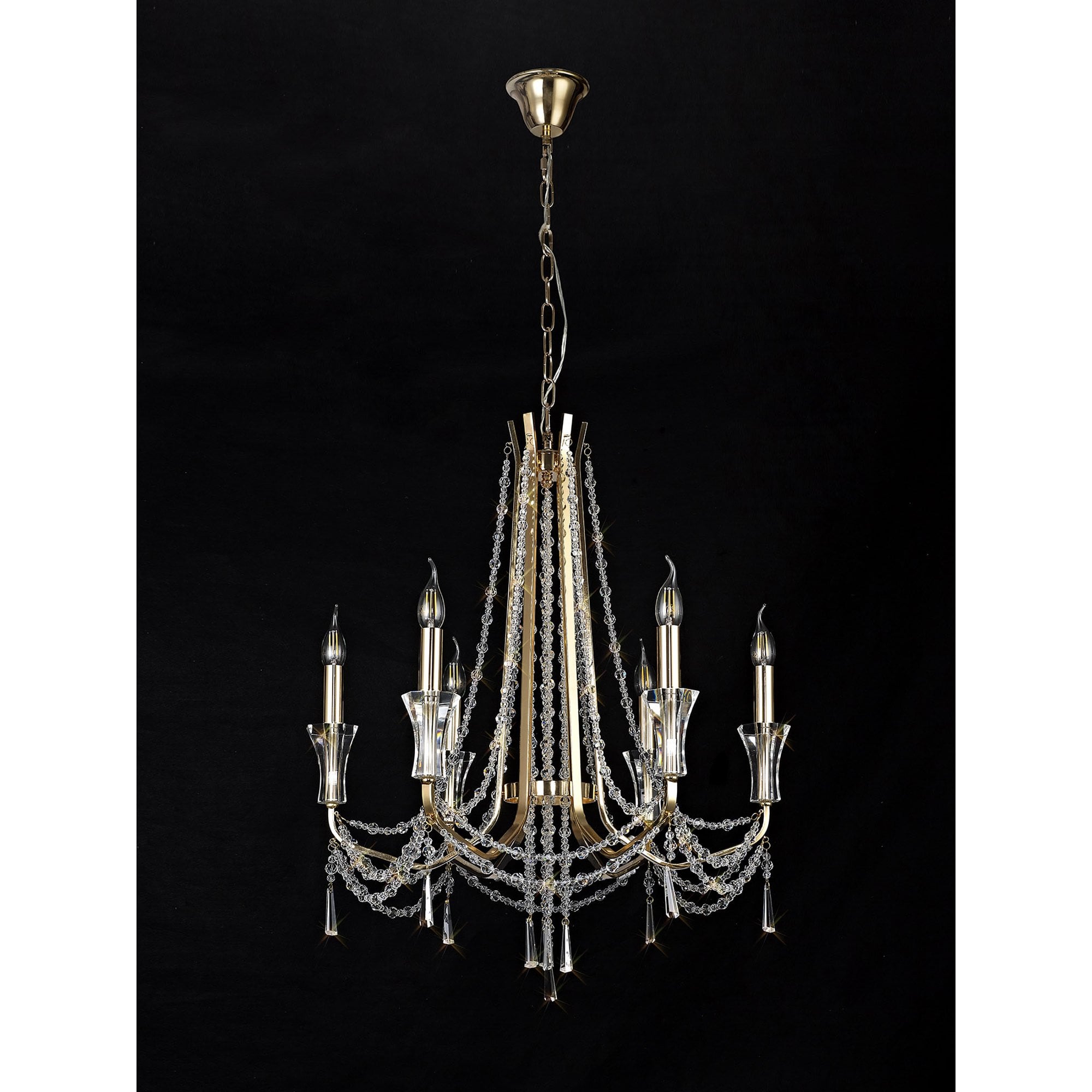 IL31753 Armand Pendant 6 Light E14 French Gold/Crystal