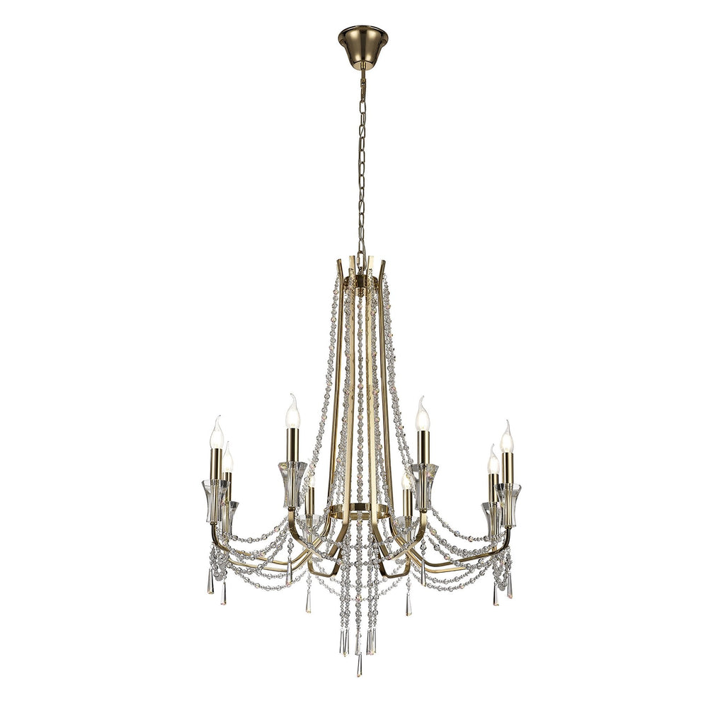 IL31754 Armand Pendant 8 Light E14 French Gold/Crystal
