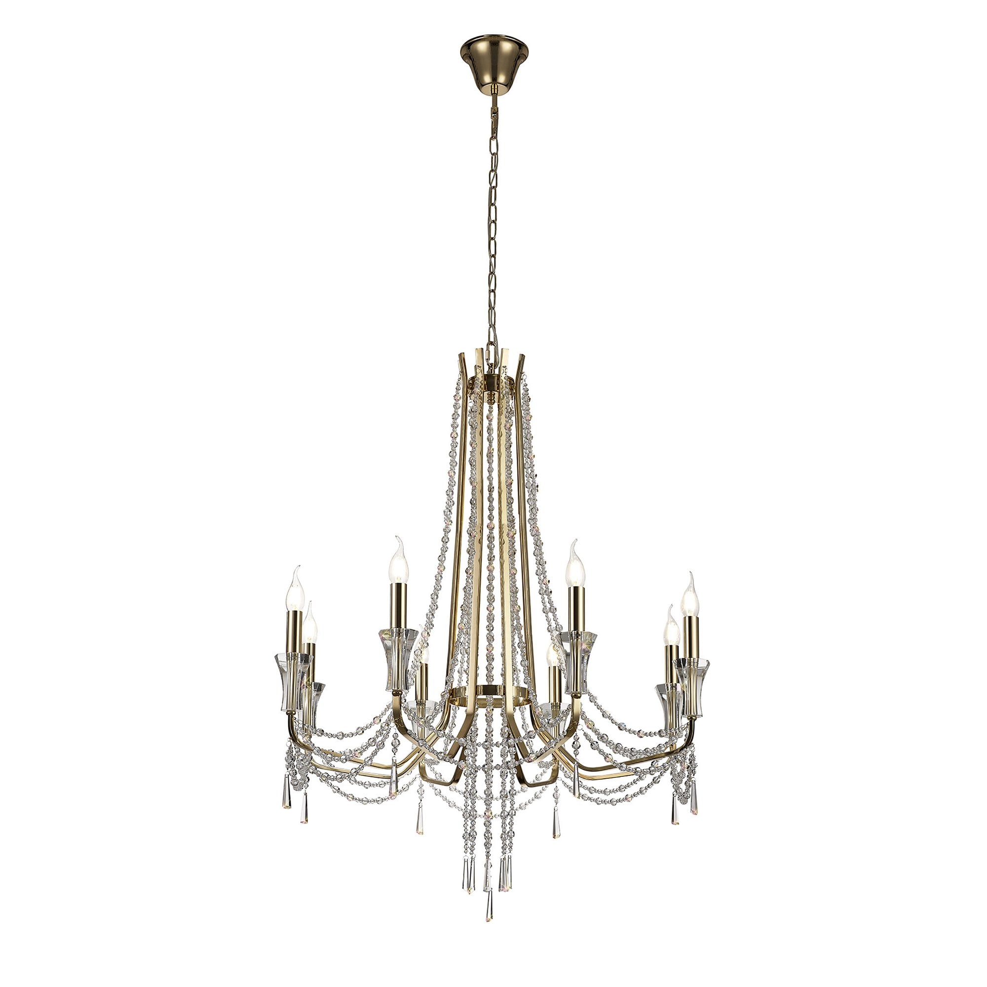 IL31754 Armand Pendant 8 Light E14 French Gold/Crystal
