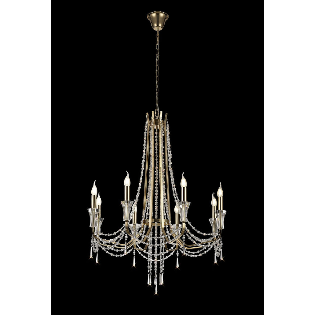 IL31754 Armand Pendant 8 Light E14 French Gold/Crystal