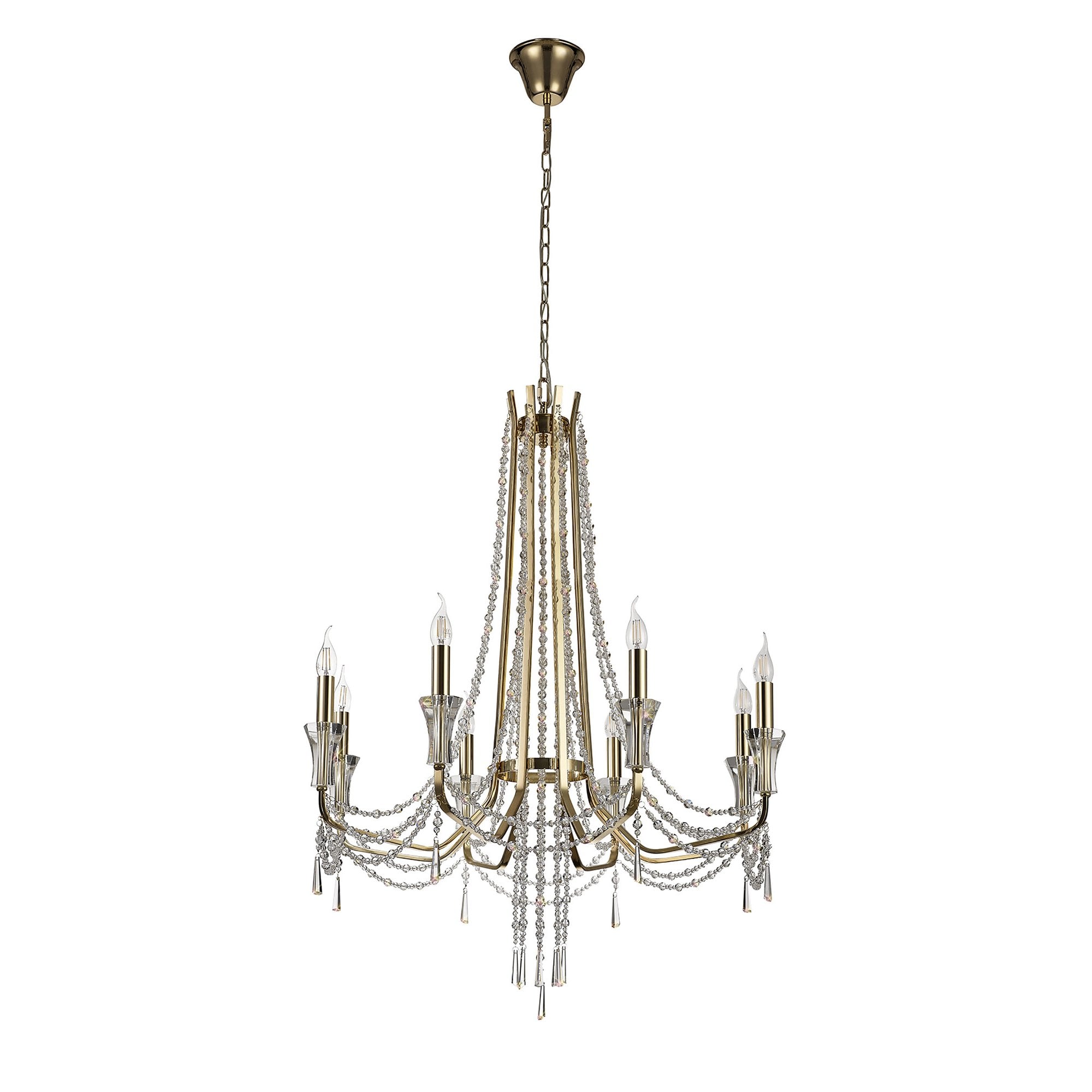 IL31754 Armand Pendant 8 Light E14 French Gold/Crystal