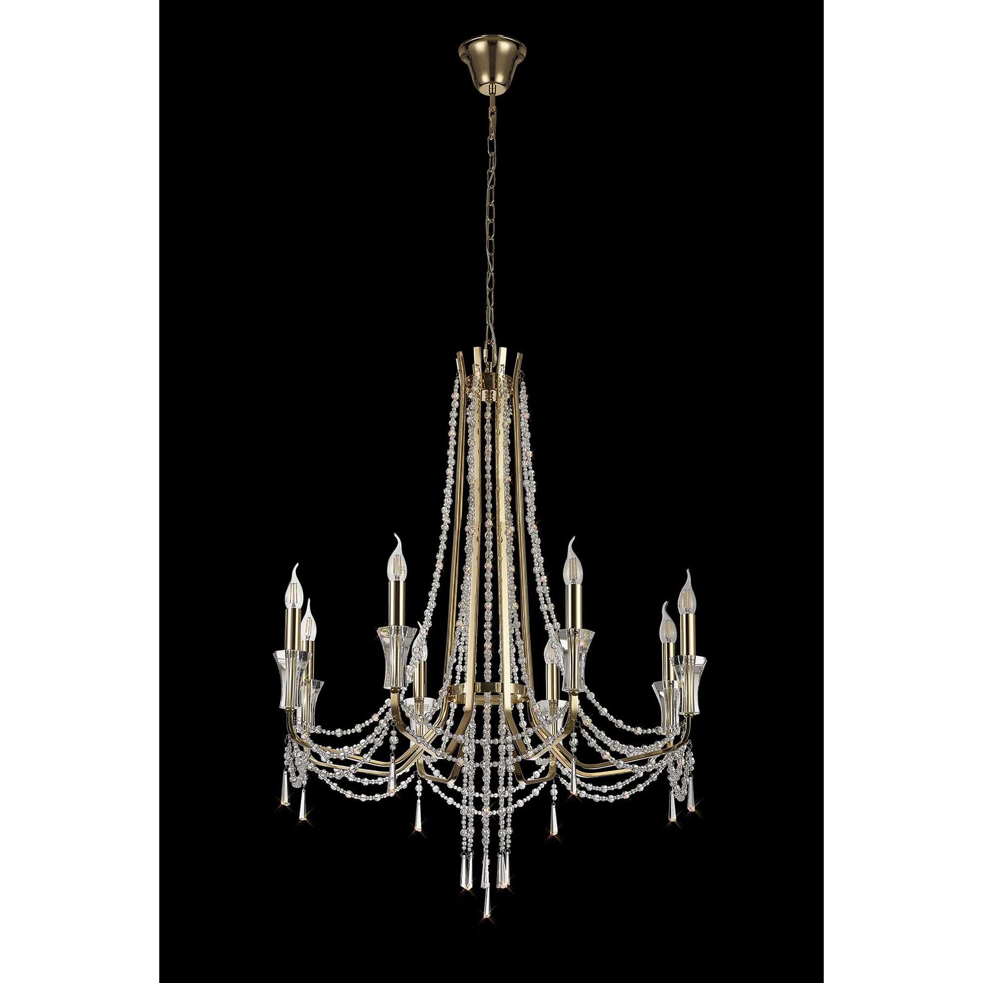 IL31754 Armand Pendant 8 Light E14 French Gold/Crystal