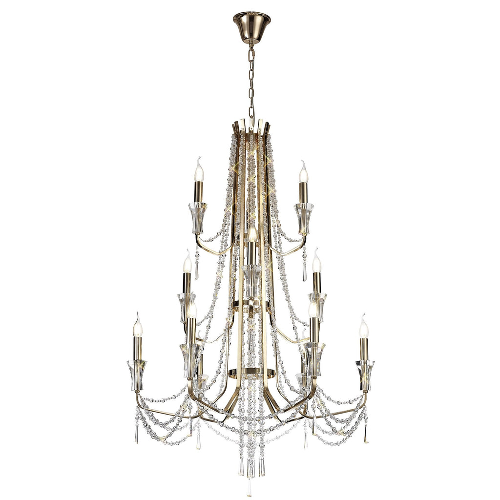 IL31755 Armand Pendant 6+3+3 Light E14 French Gold/Crystal