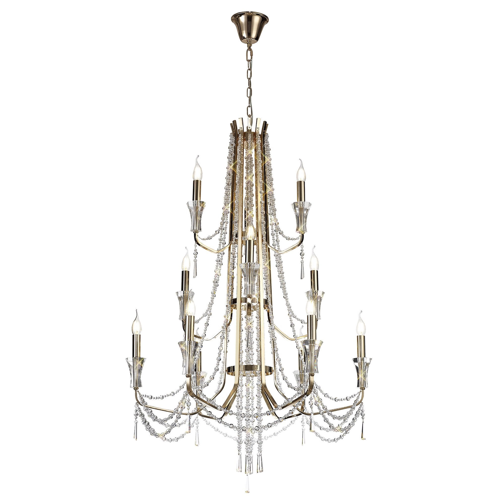 IL31755 Armand Pendant 6+3+3 Light E14 French Gold/Crystal