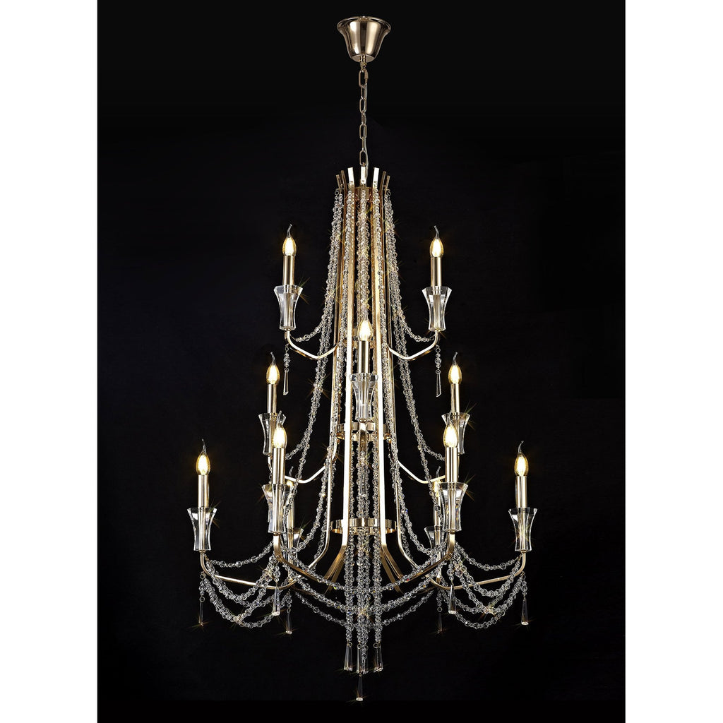 IL31755 Armand Pendant 6+3+3 Light E14 French Gold/Crystal