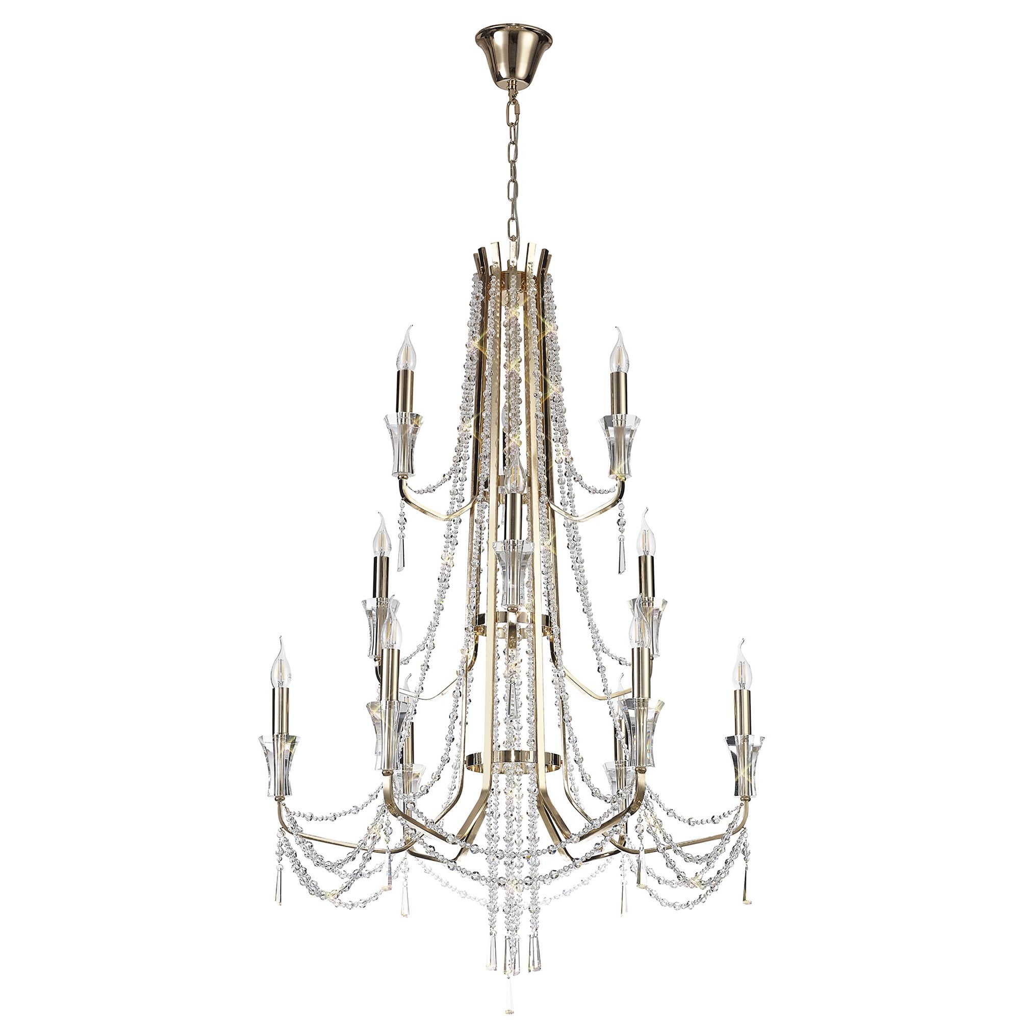 IL31755 Armand Pendant 6+3+3 Light E14 French Gold/Crystal