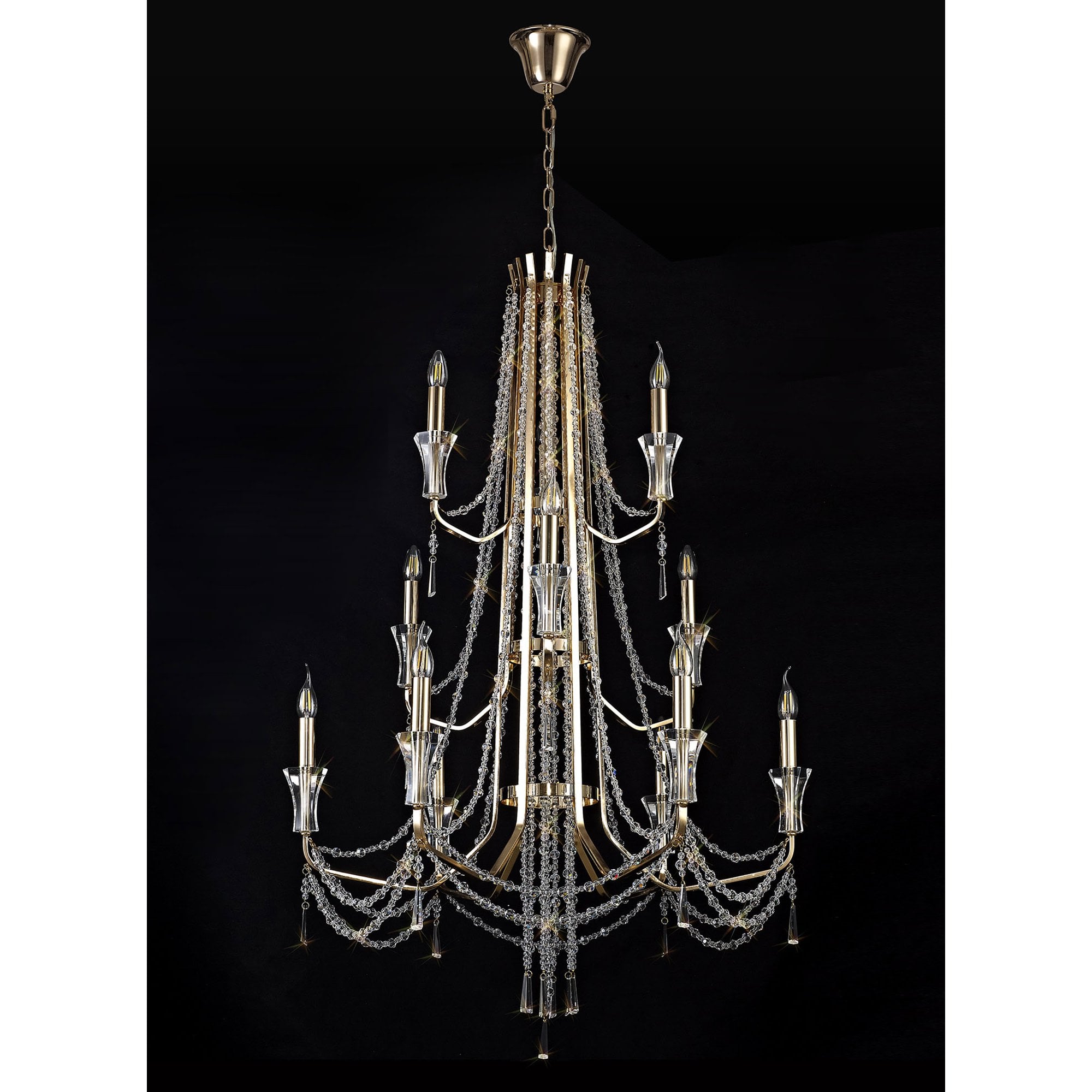 IL31755 Armand Pendant 6+3+3 Light E14 French Gold/Crystal