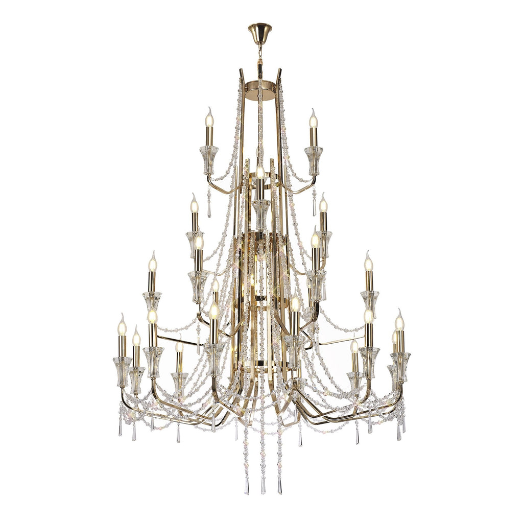 IL31761 Armand Pendant 12+6+3+3 Light E14 French Gold/Crystal