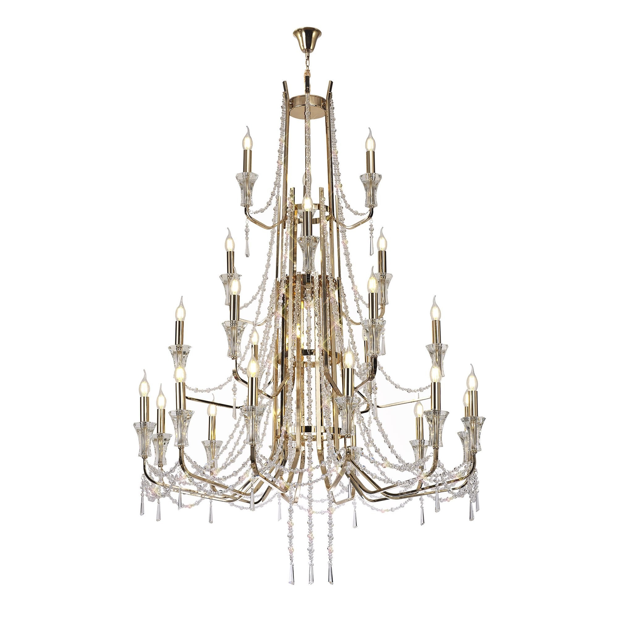IL31761 Armand Pendant 12+6+3+3 Light E14 French Gold/Crystal