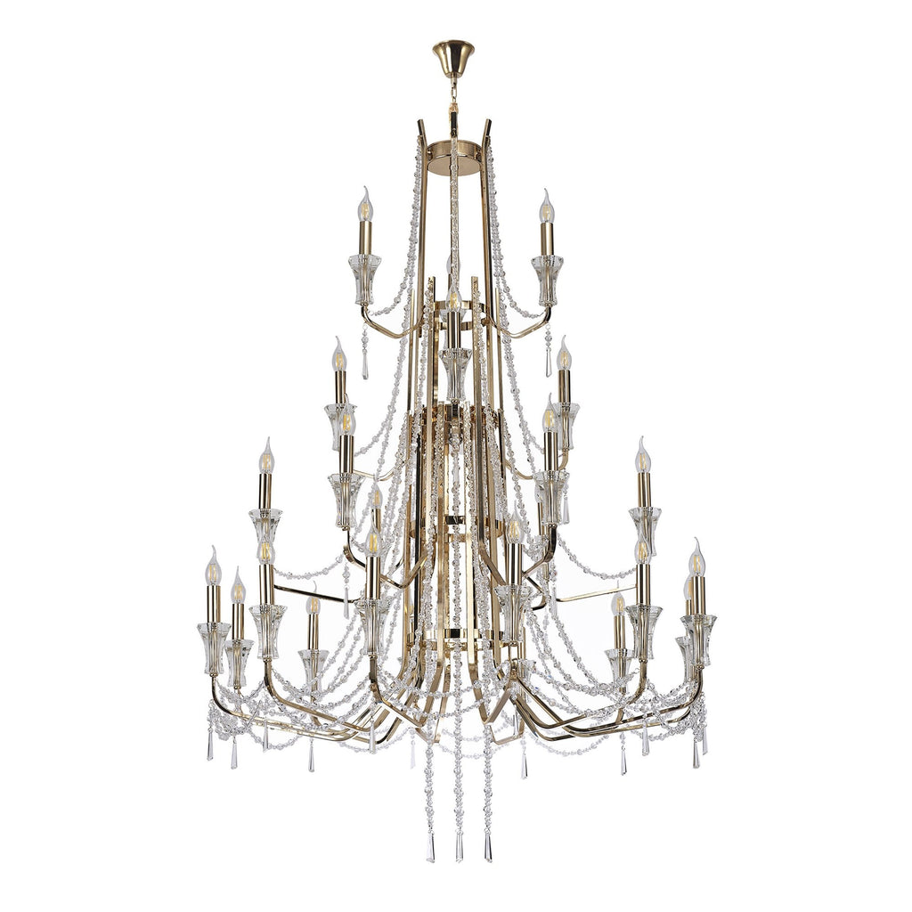 IL31761 Armand Pendant 12+6+3+3 Light E14 French Gold/Crystal