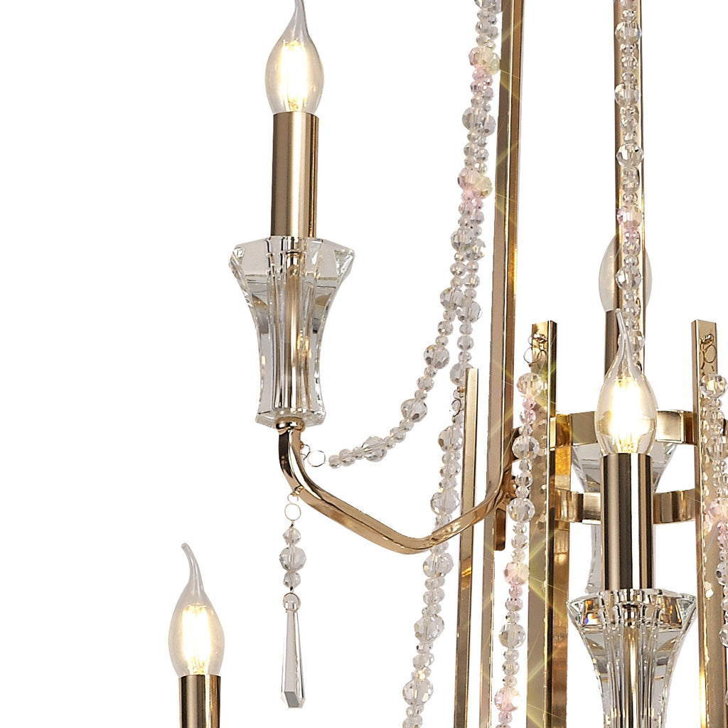 IL31761 Armand Pendant 12+6+3+3 Light E14 French Gold/Crystal