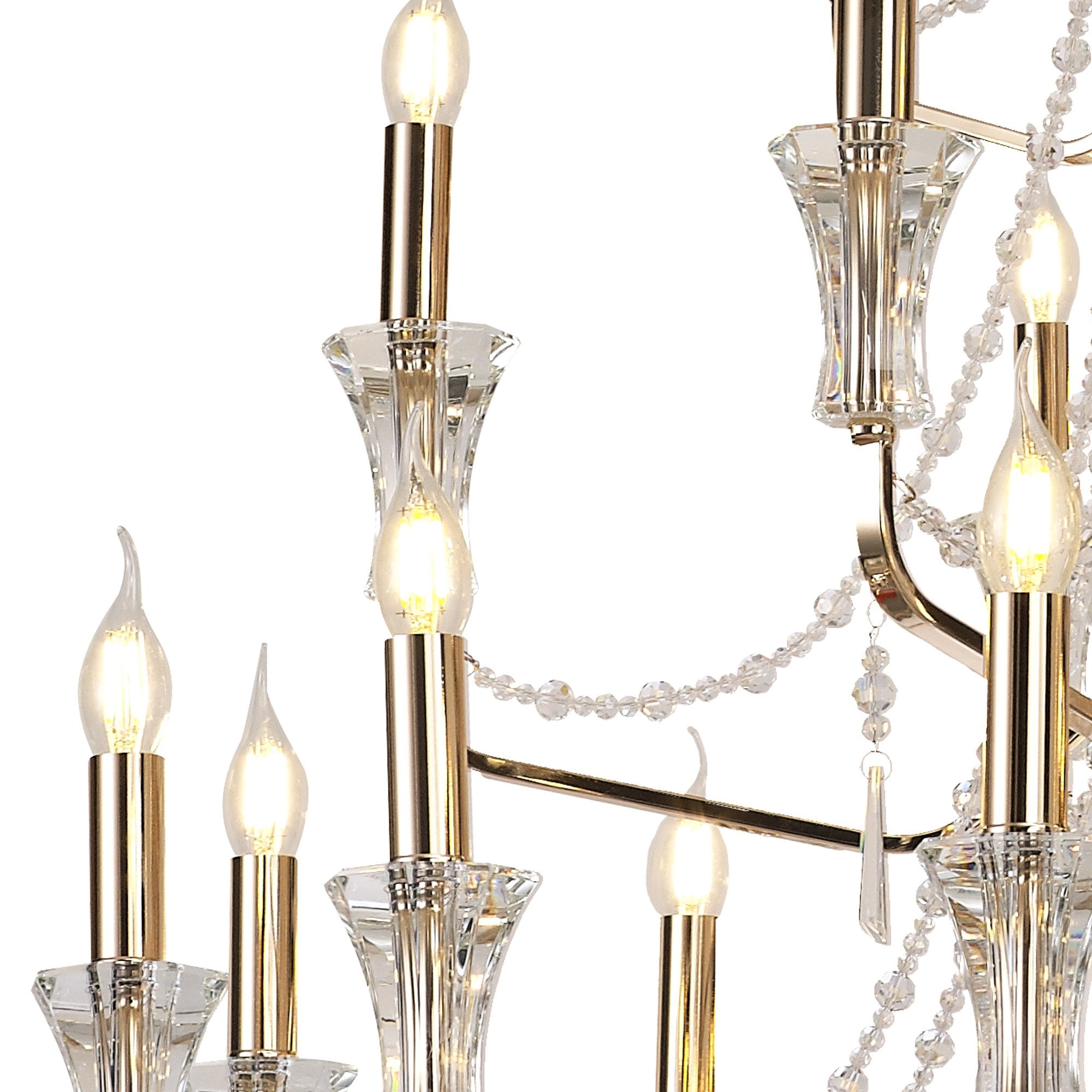 IL31761 Armand Pendant 12+6+3+3 Light E14 French Gold/Crystal