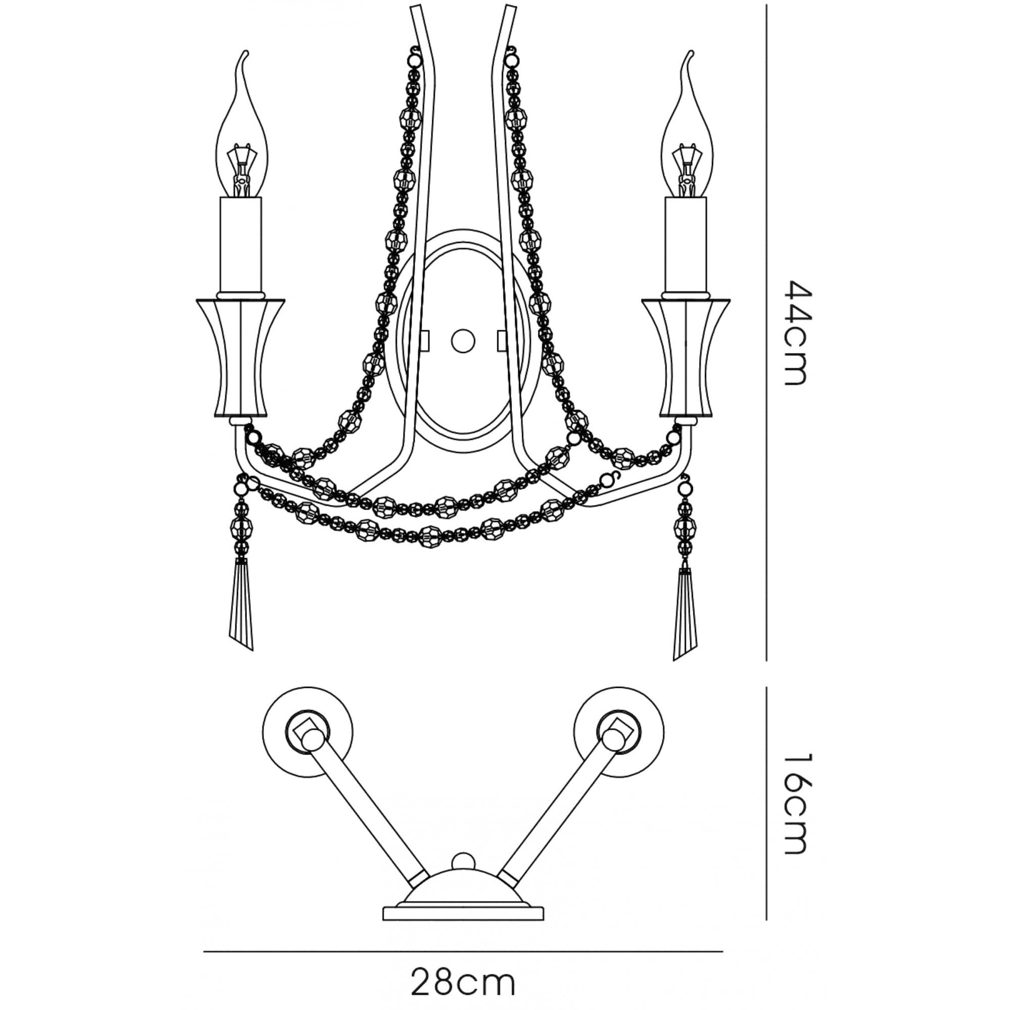 IL31741 Armand Wall Lamp 2 Light E14 Polished Chrome/Crystal