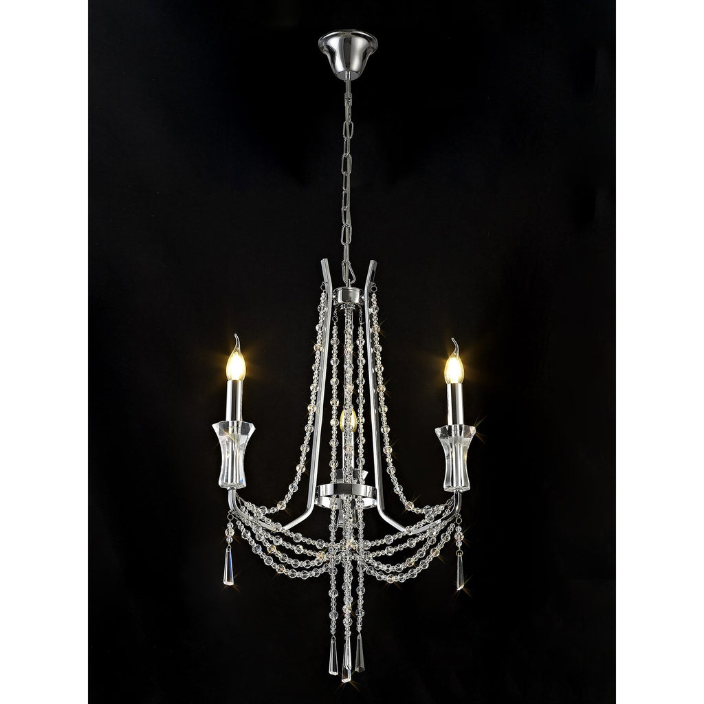 IL31742 Armand Pendant 3 Light E14 Polished Chrome/Crystal