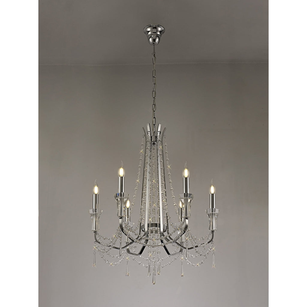 IL31743 Armand Pendant 6 Light E14 Polished Chrome/Crystal