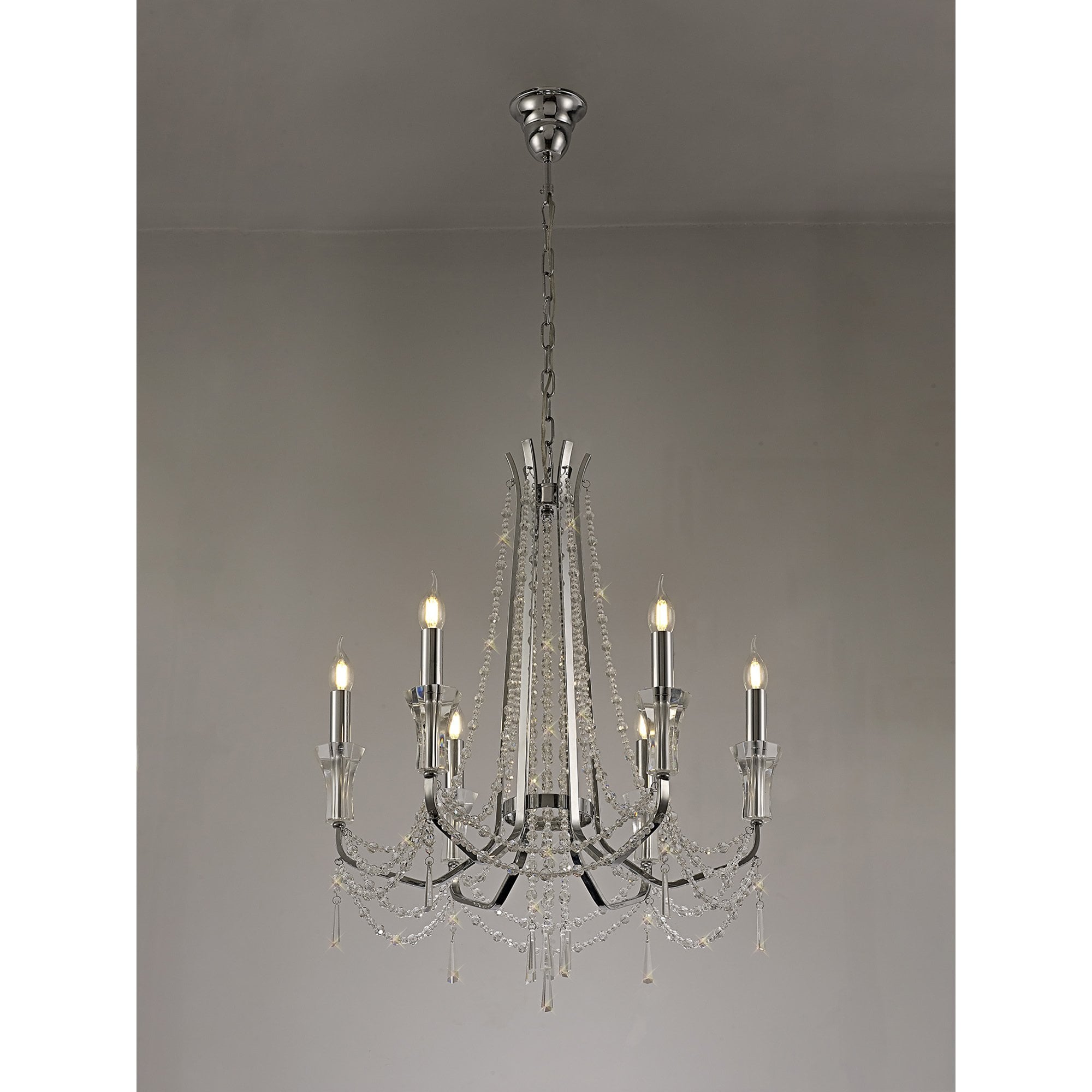 IL31743 Armand Pendant 6 Light E14 Polished Chrome/Crystal