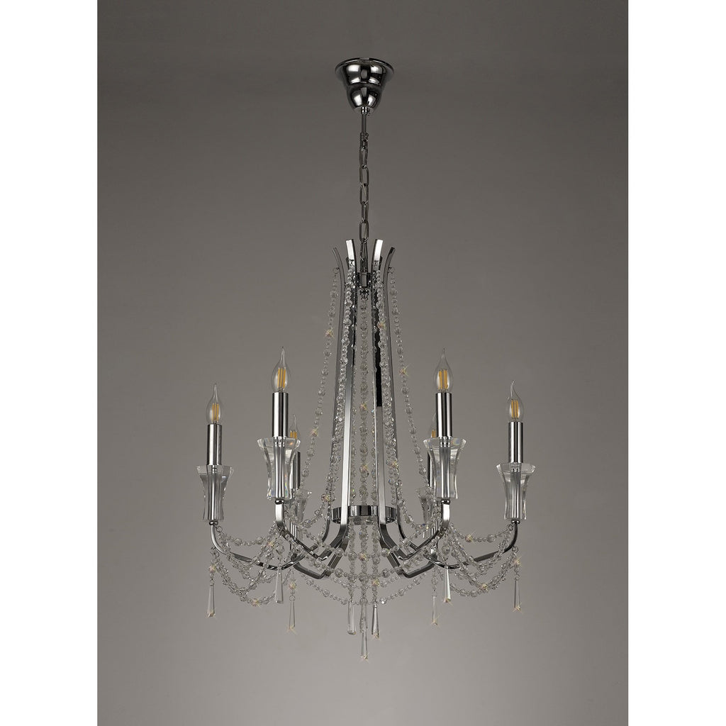 IL31743 Armand Pendant 6 Light E14 Polished Chrome/Crystal