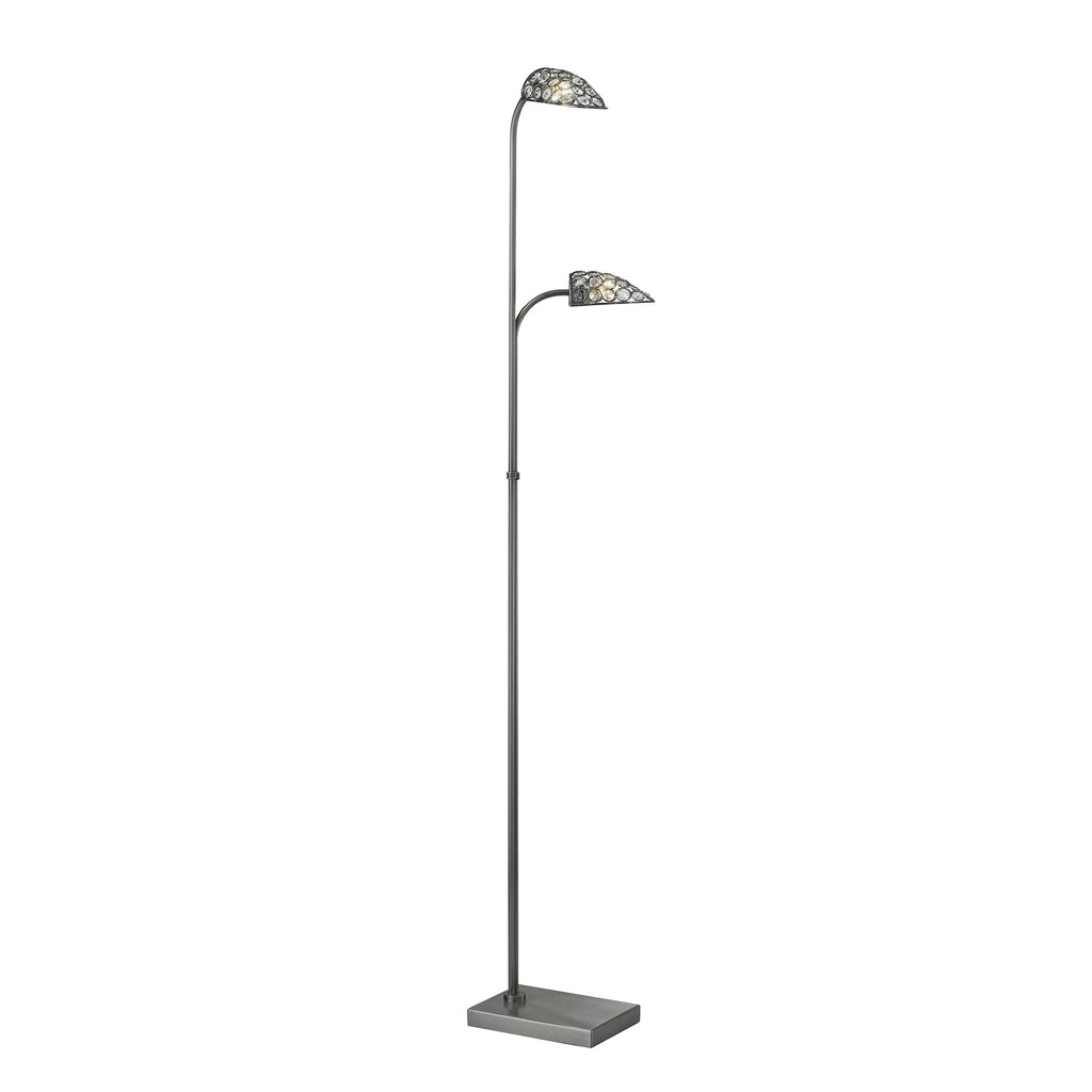 IL20708 Ashton Floor Lamp 2 Light G9 Satin Nickel/Crystal NOT LED/CFL Compatible