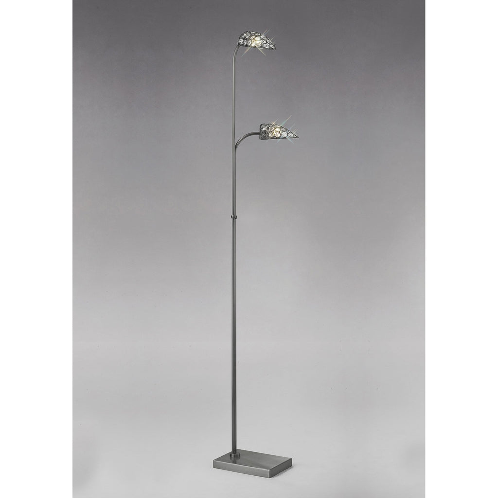 IL20708 Ashton Floor Lamp 2 Light G9 Satin Nickel/Crystal NOT LED/CFL Compatible