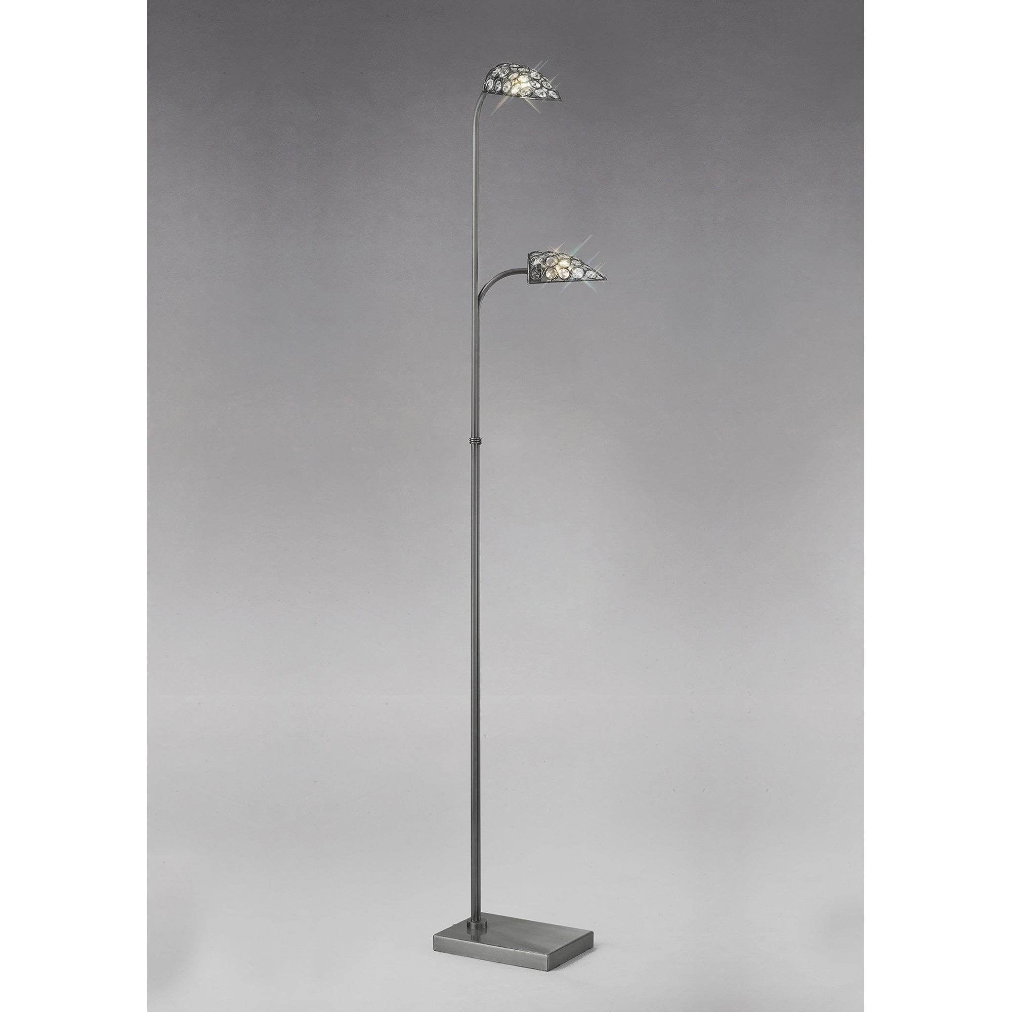 IL20708 Ashton Floor Lamp 2 Light G9 Satin Nickel/Crystal NOT LED/CFL Compatible