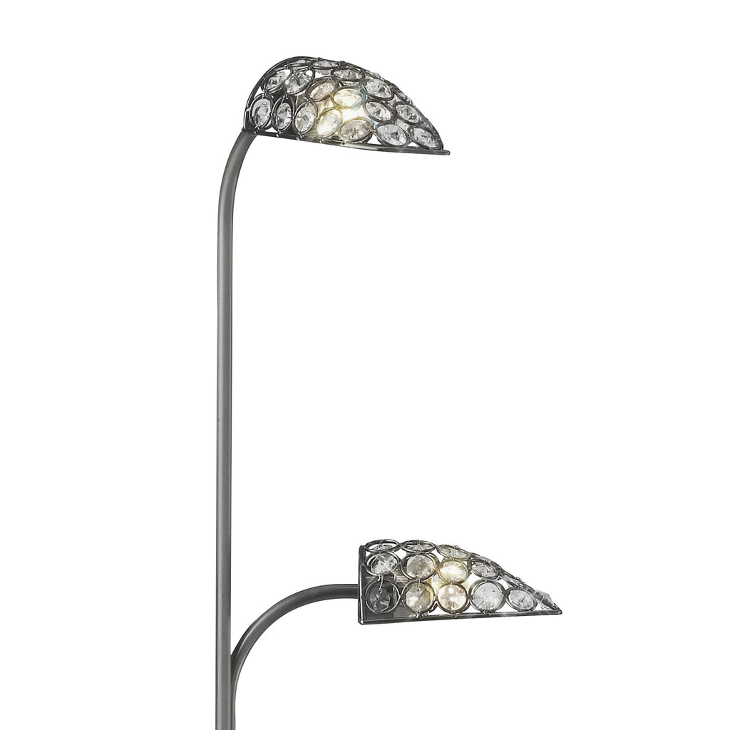 IL20708 Ashton Floor Lamp 2 Light G9 Satin Nickel/Crystal NOT LED/CFL Compatible