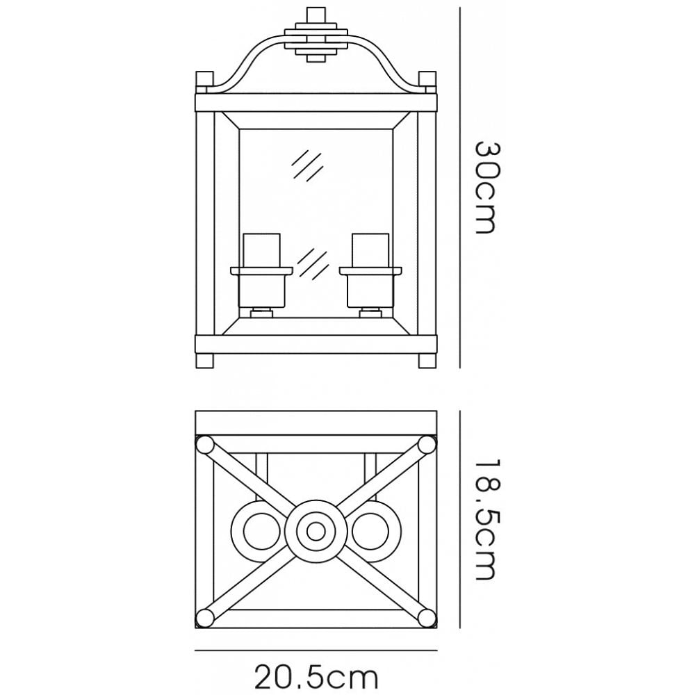 IL31116 Aston Wall Lamp 2 Light E14 Antique Brass/Glass
