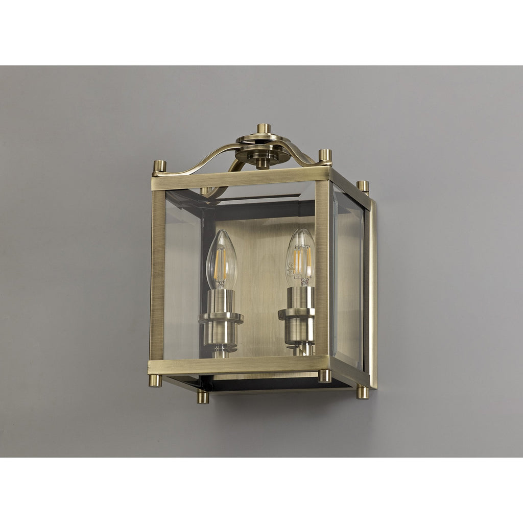 IL31116 Aston Wall Lamp 2 Light E14 Antique Brass/Glass