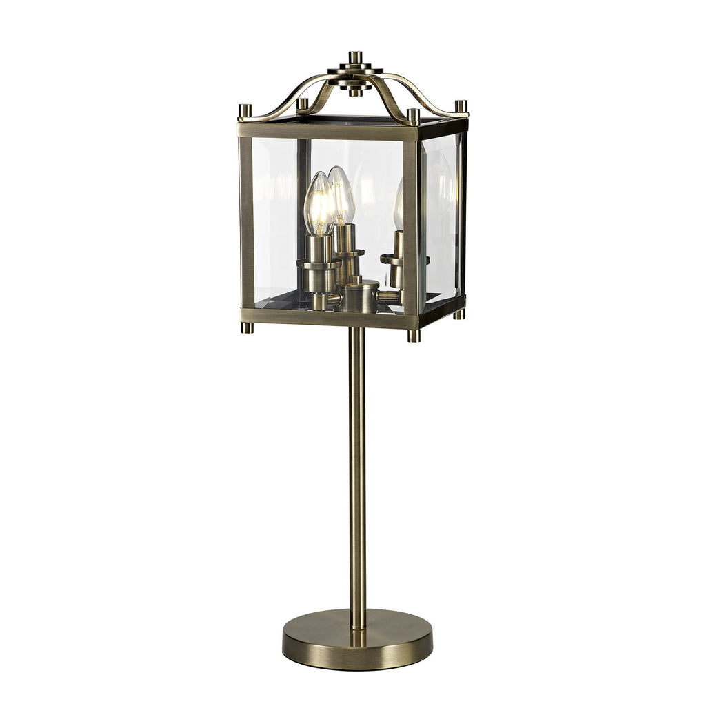IL31117 Aston Table Lamp 3 Light E14 Antique Brass/Glass