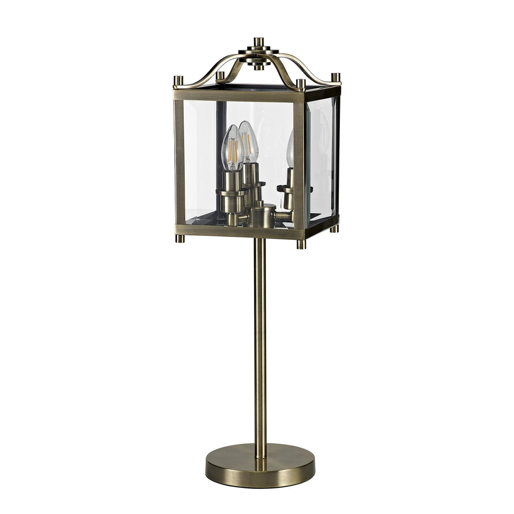 IL31117 Aston Table Lamp 3 Light E14 Antique Brass/Glass