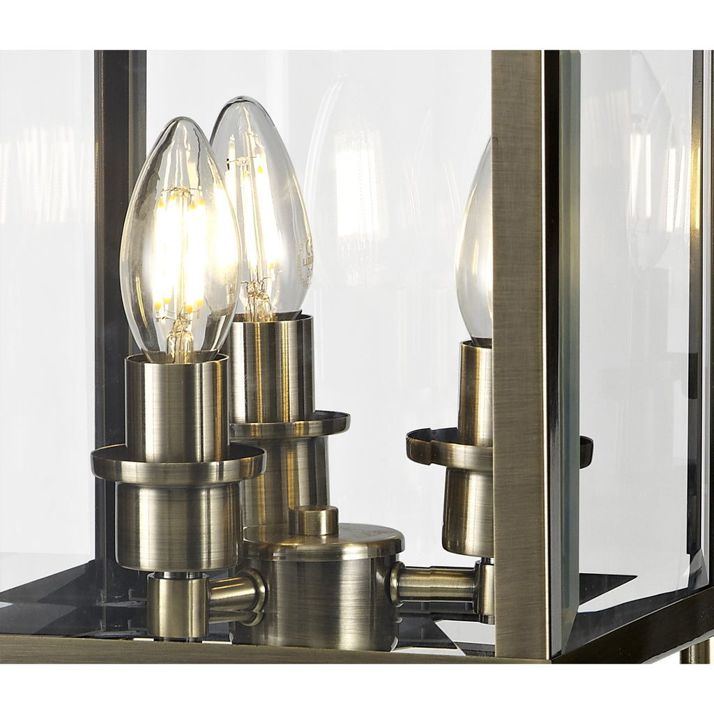 IL31117 Aston Table Lamp 3 Light E14 Antique Brass/Glass